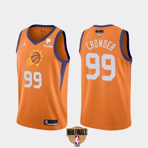 Men's Phoenix Suns #99 Jae Crowder 2021 Orange Statement Finals Basketball Swingman Stitched Jeresy